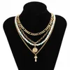 Anhänger Halsketten Finden Sie mich Vintage geometrische Nachahmung Pearl Perlen Pilz Porträt Halskette für Frauen Schmuck Zubehör