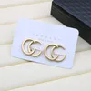 Cute 18K Gold Plated Luxury Brand Designers Double Letters Stud G Geometric Square Classic Women Crystal Rhinestone Pearl Earring Wedding Party Jewerlry Gifts