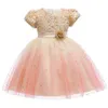 Koronki Cekiny Formalne Wieczór Suknia Ślubna Tutu Odzież dziecięca Elegent Girls Sukienki dla dzieci Princess Party Custumes 210508