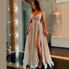 Блестящие вечерние платья с пайетками, длинное трапециевидное платье на тонких бретелях, сексуальное платье для выпускного вечера цвета шампанского, 2021, вечерние платья