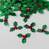 Red Berry with Green Leaves Christmas Tree Decoration Supplies DIY Art Fabric Accessories for Home Party Ornament
