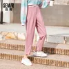 SEMIR Women Casual Pants 2021 Autumn And Spring New Irregular Women'S Trousers Korean Version Trend Looks Thin Cigarette Pants X0629