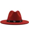 Män Kvinnor Bred Brim Ull Felt Jazz Fedora Hats British Style Trilby Party Formell Panama Cap Vit Gul Klänning Hat 56-60cm