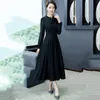 Casual Sukienki Szyfonowa Sukienka Kobiety Czerwony Czarny M-5XL Plus Size Długi rękaw 2021 Wiosna Lato Koreański Bow Collar Slim Party Maxi LR789