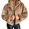 女性のジャケットレディースジャケットファッション女性コートジッパーポケットカジュアル暖かいフリース基本的な超アウト