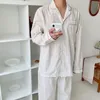 White Minimalist Plaid Cotton Square Collar Chic Loose All Match Puff Sleeves Sweet Pajamas Sets Home Clothes 210525
