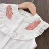 Bear Leader Kid Baby Girls Feather Clothes Sets 2022 Summer Sleeveless Tops Bandage Shorts Fashion Lovely Clothing 2 7 Years Y220310