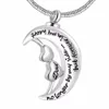 Partihandel Silver Moon Heart Shaped Cremation Smycken Ashes Urn Hänge Halsband, Memorial Family / Pet Halsband Keepsake