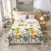 Bonenjoy Pure Cotton Top Sheet Queen King Size Flower Pattern Bed Cover For Double Plain Dyed Flat Sheets No Pillowcase 211110