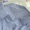 Chic Short Striped Women Blouse Shirt Korean Folds Puff Sleeve Tenn Collar Toppar Sommar Blusas Mujer 6H737 210603