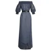 Luxury Women Sexy Dot Pritned Dress Long Sleeve Slash Neck Maxi Floor Length Women's Casual Party Dresses E37