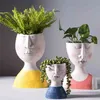 Art Portrait Pot De Fleur Vase Sculpture Résine Visage Humain Famille Pot De Fleur À La Main Jardin De Stockage Arrangement De Fleurs Décors À La Maison 210401