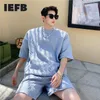 IEFB Korean Streetwear Fashion Short Sleeve T-shirt Three Dimensional Embossed Summer Twp Pieces Set + Causal Shorts Suit 9Y7248 210524