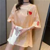 Lucyver Summer Fashion Loose Printing T-shirt Kobiety Casual O-Neck Koszulka Koszulka Koszulka Koreański Bling Oversized Tops Woman 210521