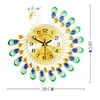 Large 3D Gold Diamond Peacock Wall Clock Metal Watch for Home Living Room Decoration DIY Clocks Crafts Ornaments Gift9239632