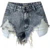 Damen Shorts Damen WOMENGAGA Halo Dye Ragged Spice Girl Hohe Taille Dreieck Sexy Koreanische Denim Mini Short Plus Size Unregelmäßige H4RT