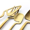 16pcs Rainbow Dinnerware Set Spoon Fork Knife Table Decor Cutlery Sets Kitchen Matte Gold tableware Set Desserts Soup Coffee Use 211012