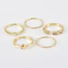 Hochzeit Ringe Frauen Einfache Mond Perle Kristall Offene Joint Gold Ring Set Mode Weibliche Valentinstag Geschenk