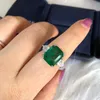 Luomansi 100 925 Sterling Silver Fashion Emerald Square Diamond Ring Sparklining Hochzeitsfeier Frau Schmuck Cluster Ringe 78935701843095