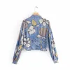 HSA Women Fashion Printed Button Up Cropped Floral Blouses Turn Down Collar Long Sleeve Female Shirts Blusas Chic Tops 210417