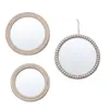 Mirrors A5KB Rattan Round Wall Hanging Mirror Bohemian Macrame Wooden BeadsCircle Makeup Tapestry Home Bedroom Art Decor