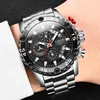 LIGE Fashion Men's Watches Waterproof Sport Quartz Style Watch Men All Steel Big Dial Date Chronograph Clock Wristwatch 210527
