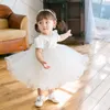 Kızın Elbiseleri Bebek Kız Elbise Beyaz Tutu Doğan Düğün Vaftiz Parti Giymek Toddler 1 Yıl Doğum Günü Frocks Vaftiz