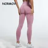 NORMOV Seksi Dikişsiz Tayt Kadın Ince Yüksek Bel Squat Geçirmez Spor Kabarcık Butt Legging Push Up Spor Spor Egzersiz Leggins 210925