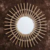 Rotan innovatieve kunst decoratie ronde make-up spiegel kapsel slaapkamer badkamer wand opknoping spiegels drop shipping