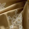 カーテンドレープ黄色の綿とリネンクリスマスの雪の吹雪ホワイトEdelweiss刺繍窓ベッドルーム＃vt