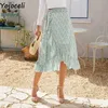 Yojoceli streetwear grande pendolo gonna a righe donne sexy tromba sirena boho spiaggia midi 210609