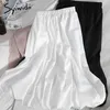 Сиивидия Эластичная высокая талия MIDI юбки Женщины A-Line Белый черный Средний Тельф Летняя Одежда Корейский Мода Повседневная Бальное платье 210417