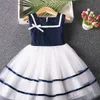 女の子のドレスのための夏のドレスプレッピースタイルの子供プリンセスドレス誕生日パーティー衣装子供服3-9y Q0716