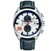 Curren Mens Chronograph Sport Watch Militär Business Luxury Quartz Klockor Datum Display Män Sport Läder Armbandsur