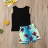 0-24m Sommarfödd Spädbarn Baby Boy Kläder Set Brev Mamas T Shirt Vest Shorts Casual Beach Holiday Outfits 210515