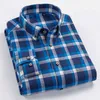 Alta Qualidade 100% Algodão Outono Mangas Longas Camisetas Colar para Down Casual confortável xadrez masculino tops Plus Size S-8XL 210721