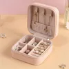 Portable Small Jewelry Box Girls Jewellery Organizer Faux Leather Mini Travel Case Rings Earrings Necklace Display Storage C