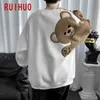 Ruihuo Bearカジュアルスウェット男性トップス原宿ストリートウェアメンズ服面白いプルオーバー男性スウェットヒップホップ2xl 2021 Spring Y211118