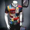 T Shirt Men Ice Felt Short Sleeve Club Party Design Print Summer Breathable Casual -shirt streetwear tops 210706
