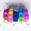 Push Bubble Bracelets en silicone Décompression Fidget Pop Finger Toys Bracelet Puzzle Press Stress Wristband Sensory Tie-dyed Snap Ring Vente