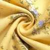 Vrouwen chic geel bloemen print midi jurk vrouw retro kant split vestidos vierkante kraag meisje zomer es gewaad 210520