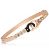 Aço Inoxidável Handcuff Pulseira Rosa Ouro Para Mulheres Mão Cuff Braceletes Bangle Zircon Jóias Homens Hip Hop Rock Amigo Par Q0717