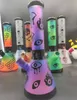 Bang en verre de 10 pouces Couleur mixte Yeux violets Pipe à eau pour fumer Bécher Bongs Ice Ash Catcher Dab Oil Rigs Heady Glass Bowl Downstem