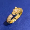 Panthere Serie 5A Ring Diamanter Lyxmärke Officiell Reproduktioner Klassisk Style Toppkvalitet 18 K Förgylld Panther Ringar Varumärken Design Utsökt Present