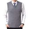 Men's Vests Mens Solid Sweater Vest Men Wool Pullover Brand V-Neck Sleeveless Hombre Knitwear Winter Casual Clothes Tops Stra22