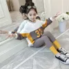 Teen Girls Clothing Letter Sweatershirt + Leggings Tracksuits For Patchwork Costumes Casual Style Kids 210527