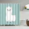 Cortina de baño con patrón de Alpaca, cortinas de ducha impermeables, cortina impresa con pantalla de baño de dibujos animados de poliéster para baño, decoración del hogar 210402