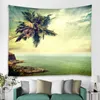 Sunny Green Tree Beach Print Wall Tapestry Hippie Hanging Hohemian Mandala Art Decorat 210608