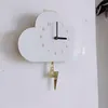 50pcs Wall Clocks 1Pc Creative Swing Flash Clock Cloud Shape Kids Room Decoration (White)