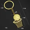 Unik Design Metal Basketball Player Keychain School Team Promo reticulate Basketball Hoop KeyRing Gold Silver Color Fans Gift G1019